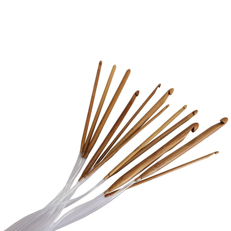 12 stuks set set van rondbreinaalden DIY dubbele Cusp haaknaalden set van zachte buis 100% bamboe ronde naaien needles120