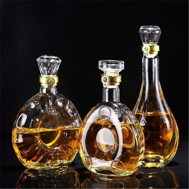 Botellas de vino vacías de XMT-HOME, botella de vidrio de alcohol para licor de alcohol, frasco de vidrio de 500ml, 1 ud.