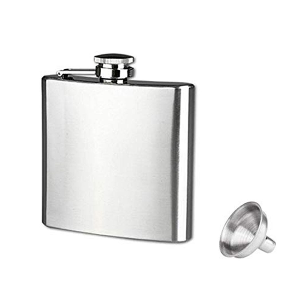 Botella de acero inoxidable para bebidas, frasco con tapa para licor, Whisky, Alcohol, embudo, , 1 ud.,: 6oz