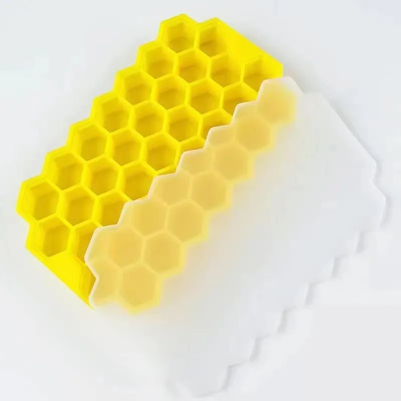 Ice Cube Maker Silicones Ice Mould Honeycomb Ice Cube Tray Magnum Silicone Mold Forms Food Grade Mold for Whiskey Cocktail: YELLOW
