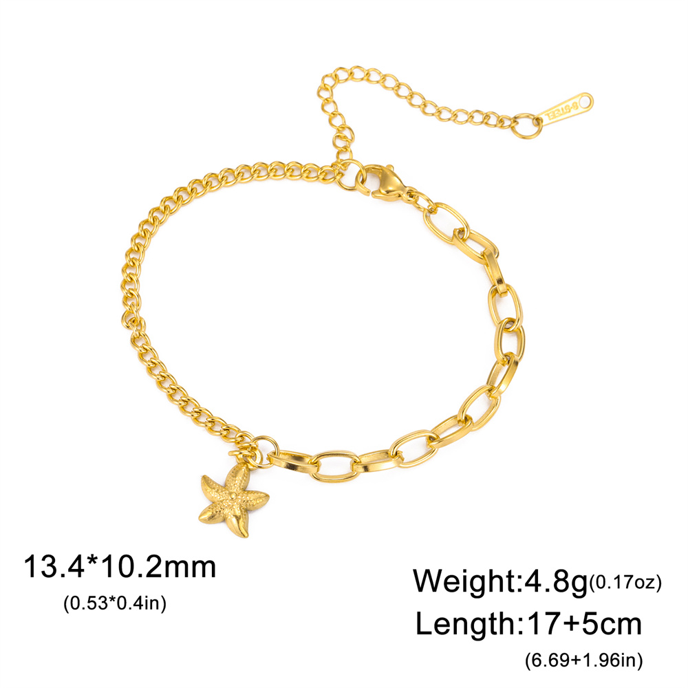 My shape trendy armbånd med muslingeskal og søstjerner til kvinder i rustfrit stål med dobbelt lag vedhæng, håndkæde, valentinsdagssmykker
