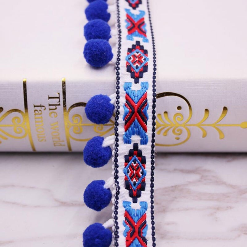 Pompón con flecos para decoración de cortinas, borlas de tela, adornos de encaje con flecos, accesorios de costura DIY, 1 yardas/lote: white