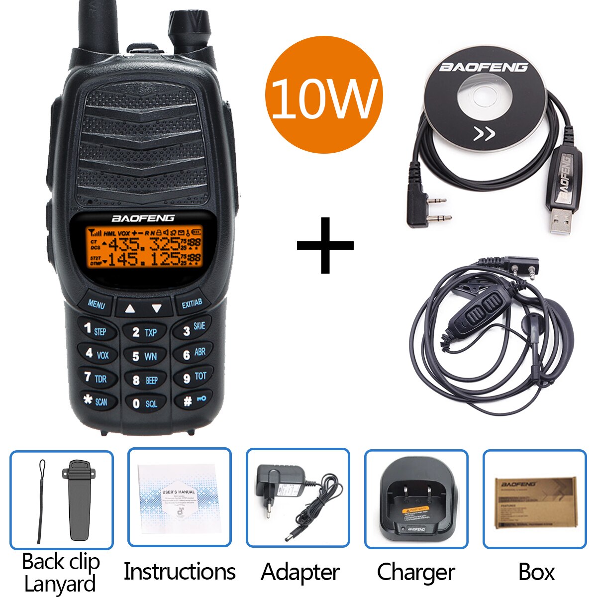 Baofeng – walkie-talkie Portable 10W UV-X10 mAh 2-PTT double bande VHF UHF chargeur USB 30km Ham CB Radio 2 voies émetteur-récepteur 8800: as a picture 1