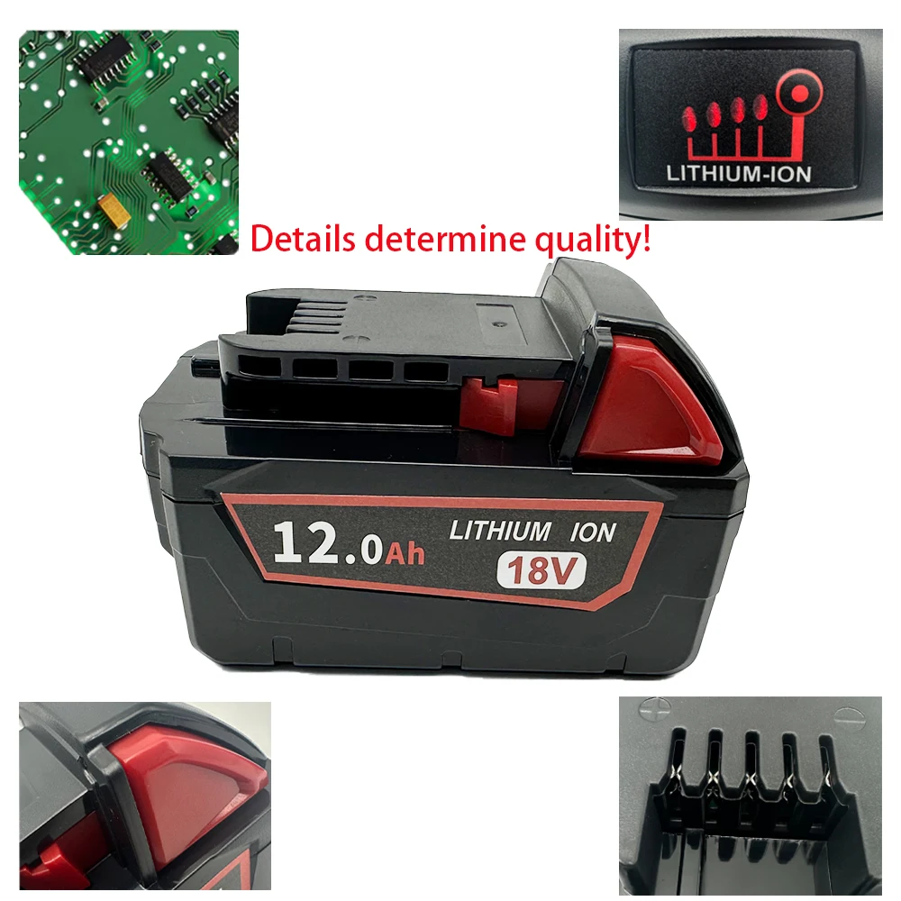 For Milwaukee M18 18V 12000mAh 18650 Lithium Replacement Battery For Milwaukee 48-11-1860 48-11-1850 48-11-1840 Tool Battery