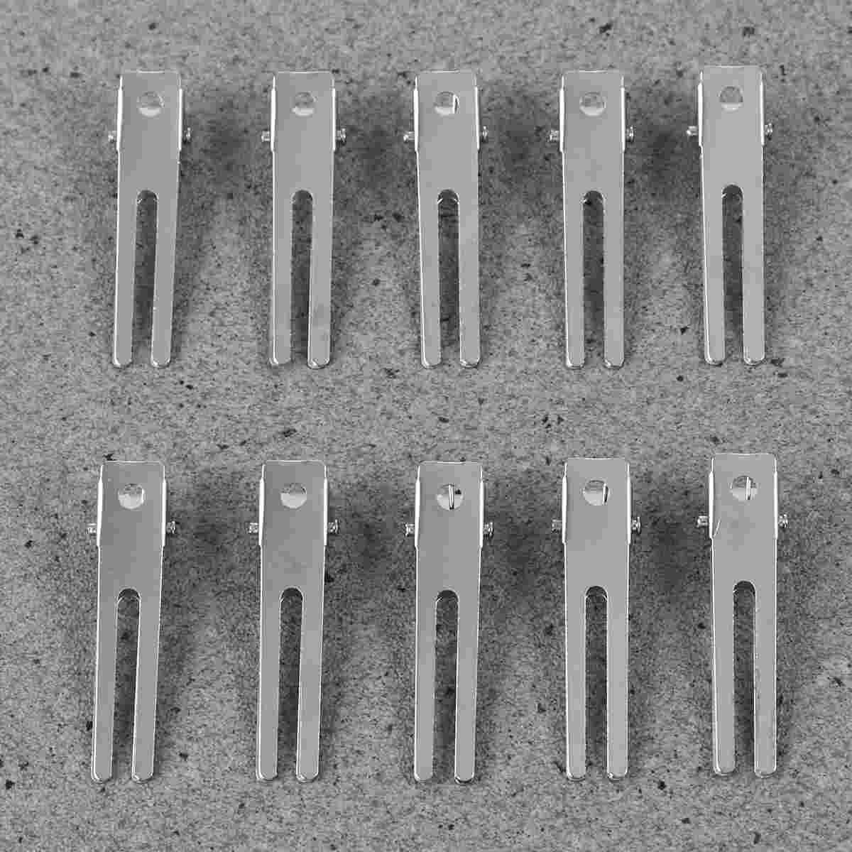 50pcs Silver Double Prong Alligator Hair Clips Metal Alligator Clips