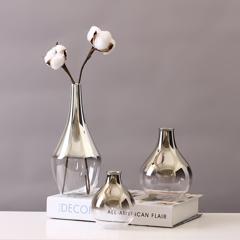 Nordic glass vase sølv gradient tørket nordic flower vase dekorasjon home decoration planter potter furnishing christmas