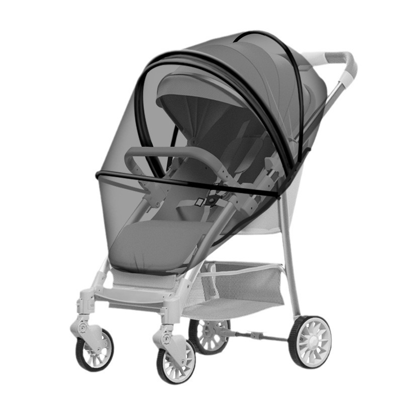 Universele kinderhandkar met volledig gezicht, muggenbestendige hoes, gecodeerd gaas voor baby's en jonge kinderen, BB-paraplu autozon: Blauw