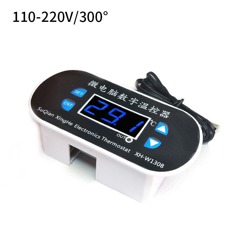W1308 digitale koele warmtesensor temperatuurregelaar instelbare thermostaatschakelaar  dc 220v 12v 300 ℃ met temperatuurcorrectie: 110-220v blauw 300c
