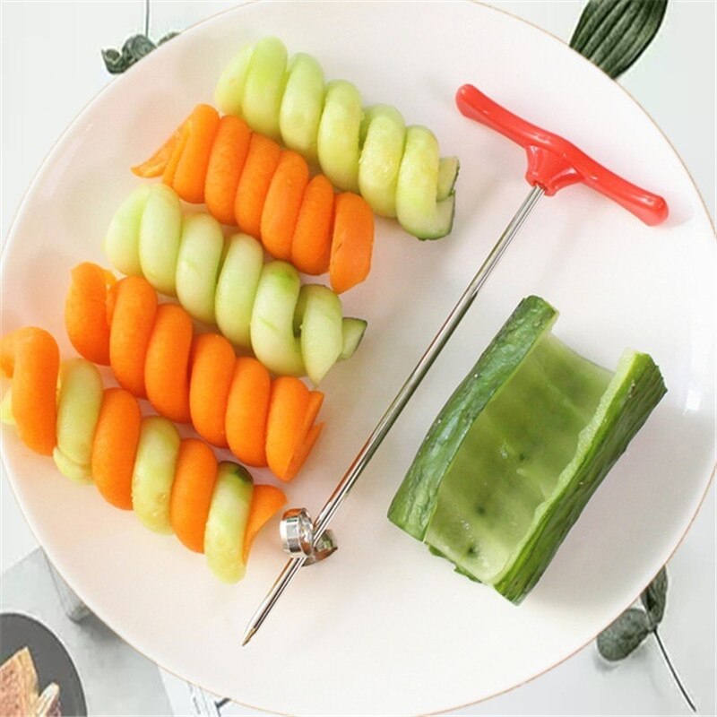 Aardappel Spiraal Snijmachine Groente Roller Spiral Slicer Rvs Handleiding Twist Mes Fruit Carving Cutter Keuken Accessoires