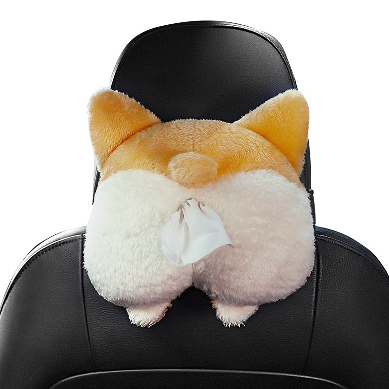 Dual Used Car Tissue Box Holder Cute Shaped Tissue Box Cover Soft Adorable Paper Napkin Hangable Container Cute: dog butt