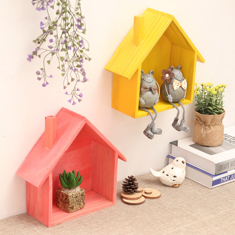 Retro Wood Wall Decoration Color House Shape Woode... – Grandado