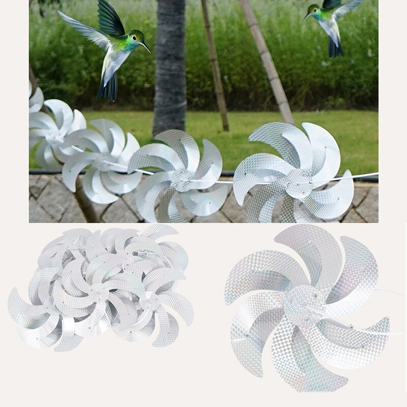 Molinillo de viento repelente de aves para decoración de jardín, correa reflectante para ahuyentar aves, para patios