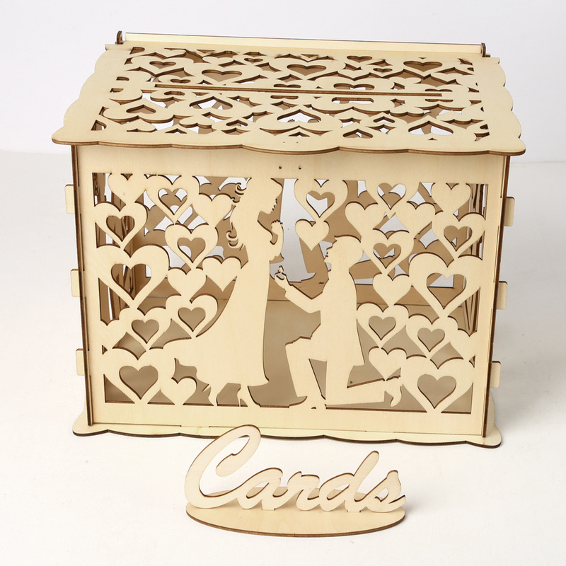 Country Wedding Card Box Wooden Box Wedding Decoration MR&amp;MRS Bride and Groom Wedding Card Boxes Valentines Day Wedding Box
