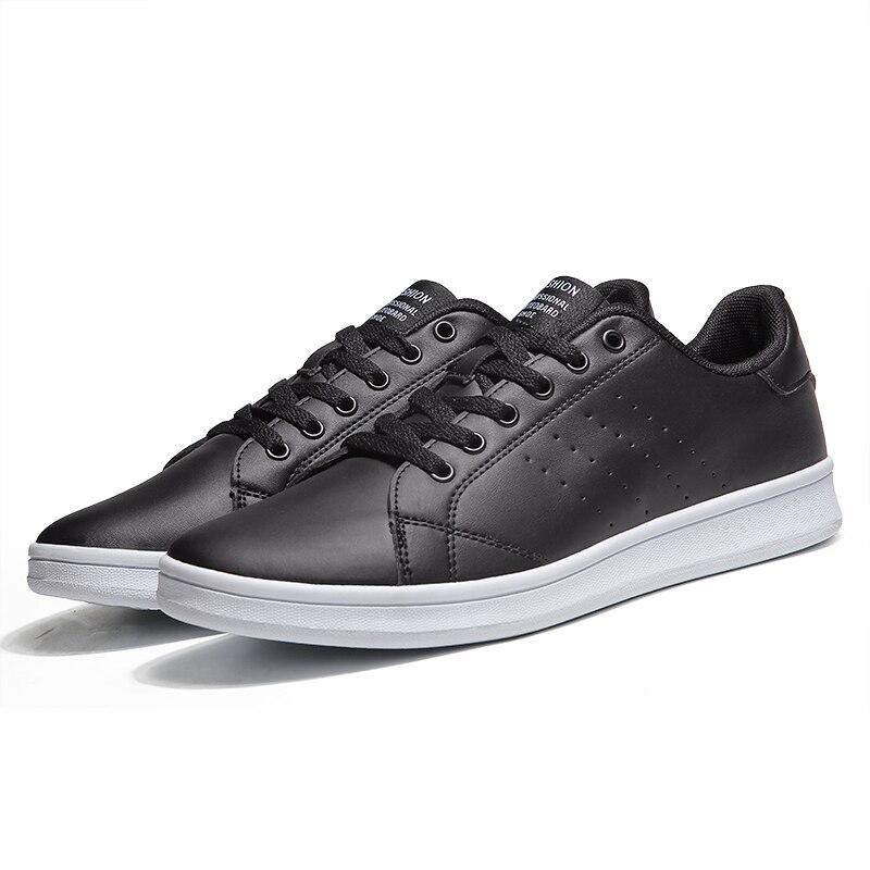 Heren casual schoenen heren casual heren sportschoenen platte schoenen ademend gevulkaniseerde schoenen veterschoenen witte schoenen damesschoenen: Zwart / 8.5