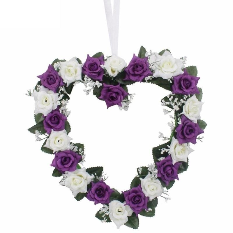 Hjerteformet rose dør væghængende kranse bryllupsfestival dekoration vej bly rose blomsterkrans festival forsyninger: Lilla
