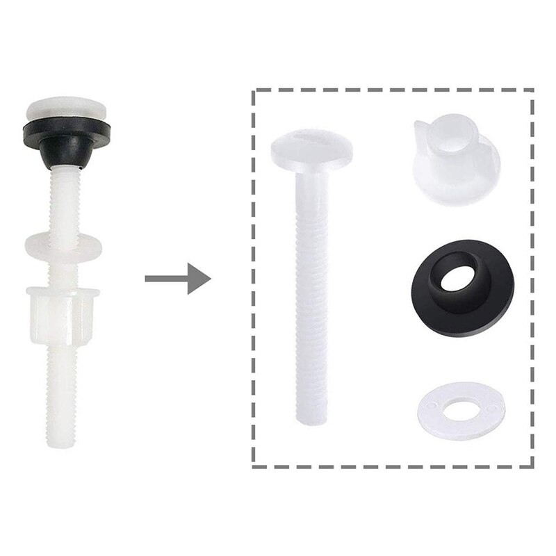Paquete de 10 pernos de plástico con arandelas adecuadas para sujetar y reparar su tanque o asiento de inodoro fácil de instalar