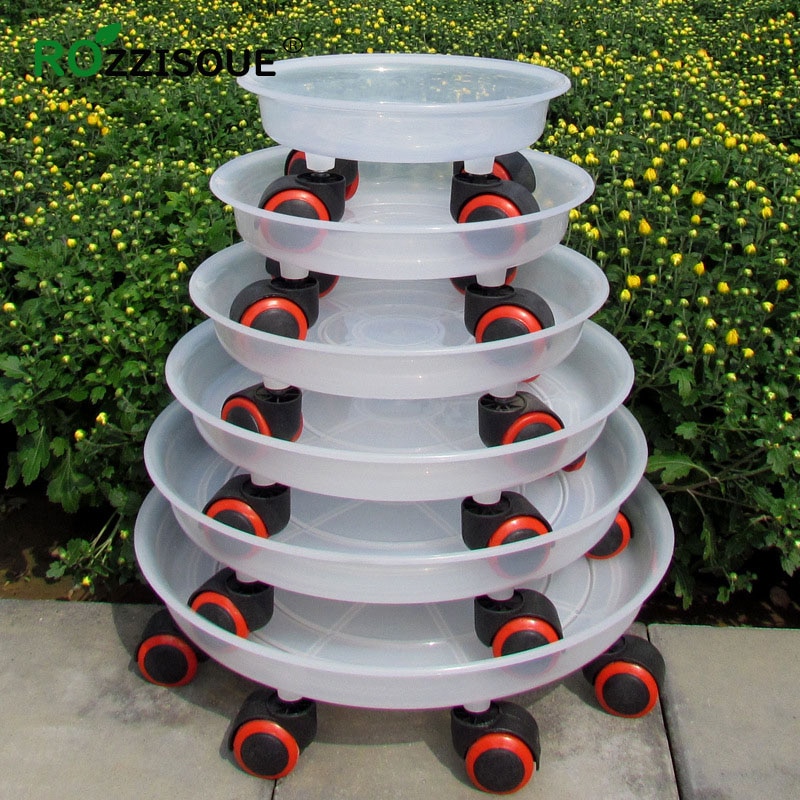 Blumentopf Tablett Rad Harz Untertasse Tropfen Tabletts Mobilen Ständer für Pflanzen Wasser Ablage Transluzenten Stehen für blumen