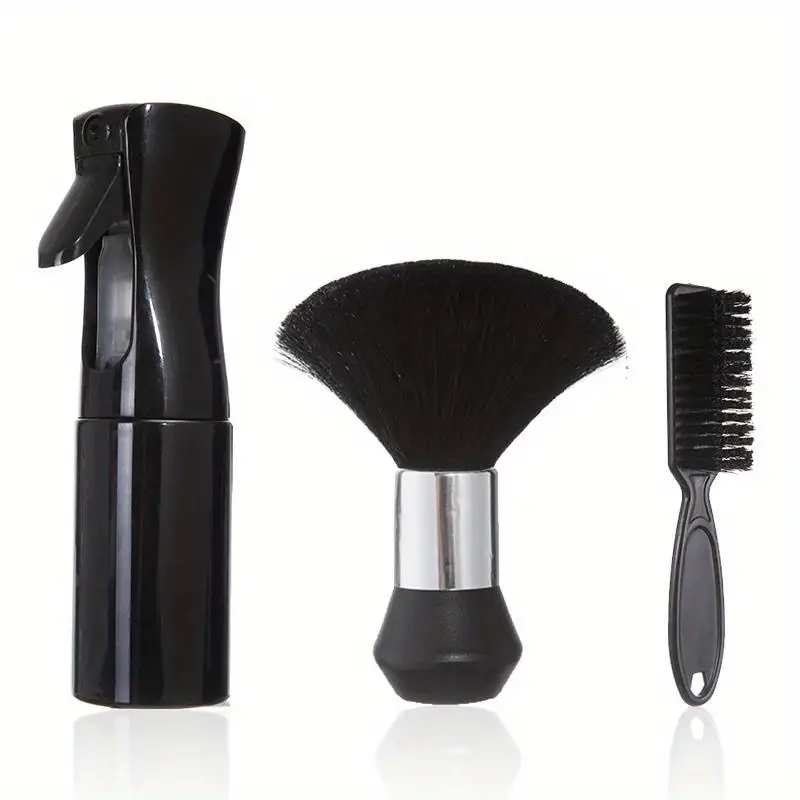 Herramientas profesionales de barbería, botella pulverizadora, peine, cerdas de nailon, cepillo para Barba, cepillo de Limpieza del cabello, accesorios de estilismo de salón, 4 Uds.: Gris