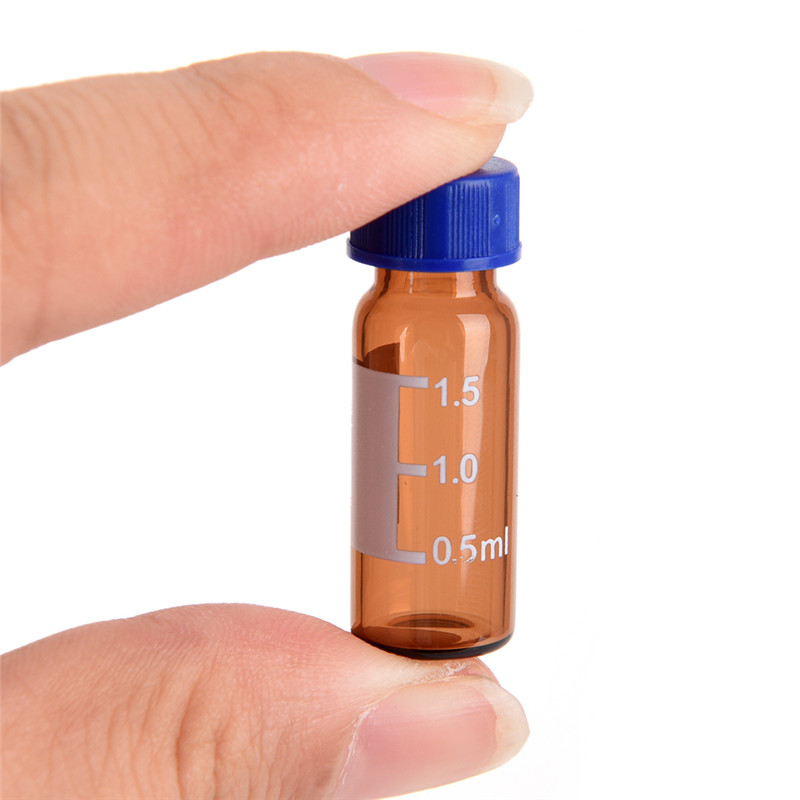 Blue Screw Cap Screw On Cover Graduation Sample Vials 5 Pc 2ml Brown Plastic Lid Graduated Round Glass Reagent Bottle