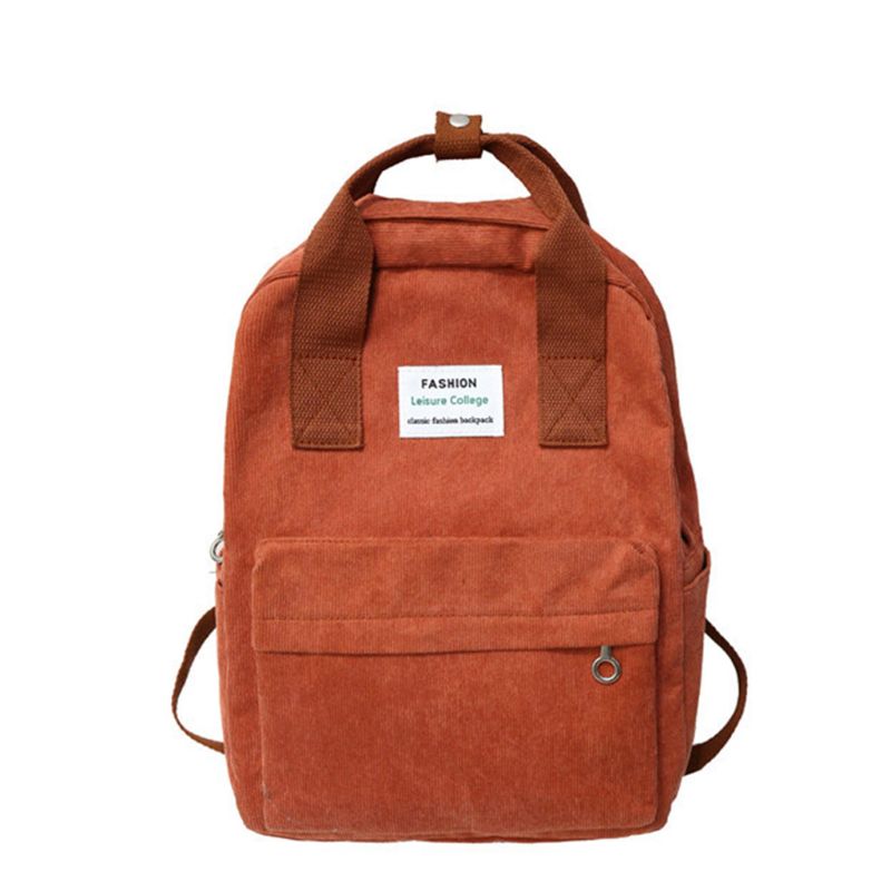 Rucksack Corduroy Backpack Casual College School Daypack for Teenager: orange