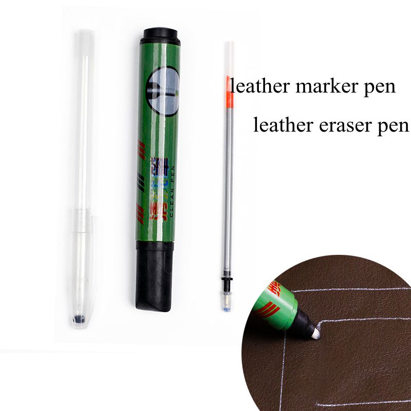 Ensemble de stylos marqueurs et gommes pour cuir, rechargeables, pour l'artisanat du cuir, broderie, marqueur de tissu, stylo de recharge en argent