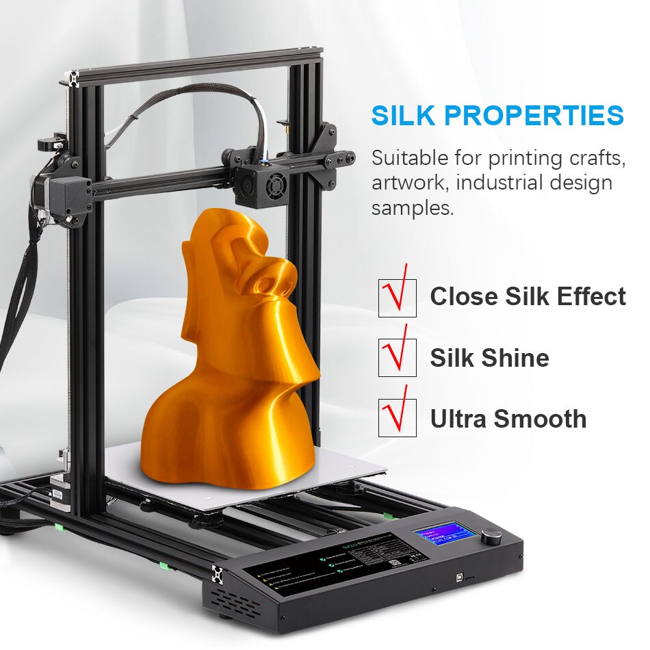 SUNLU-filamento PLA de seda, 1,75mm, 1kg, para impresora 3d, materiales de impresión 3D con textura de seda