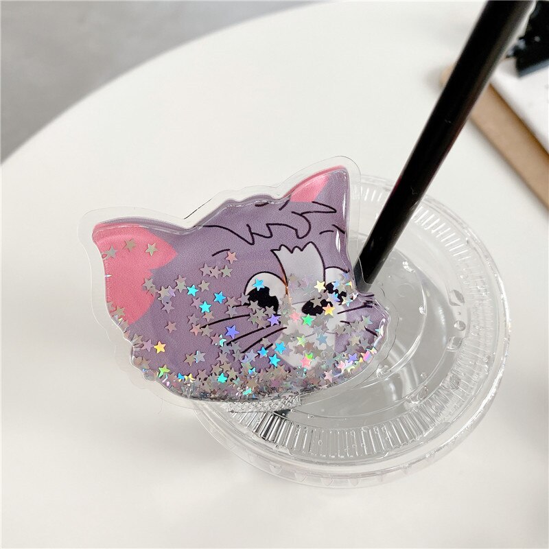 universal cute quicksand bear mobile phone grip telescopic mobile phone holder finger holder for all mobile phones: F