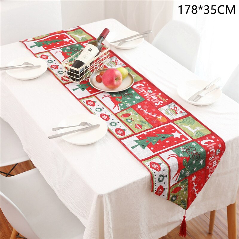 Kerst Tafel Decoraties Kerst Tafelloper Met Kwastje Kerst Stoffen Mat Tafelkleed Kerst Decoraties Voor Huis: D