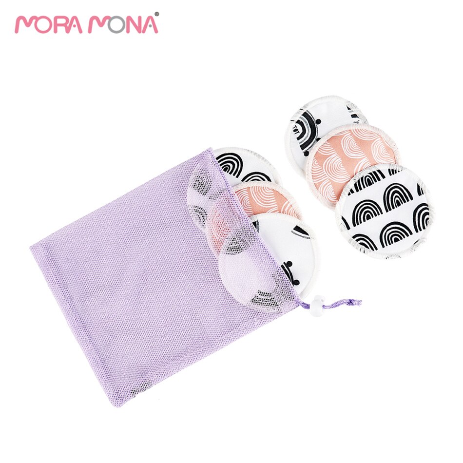 Mora Mona – coussinet d&#39;allaitement lavable, 6 pièces/paquet, réutilisable, doux et respirant, avec sac à linge: E