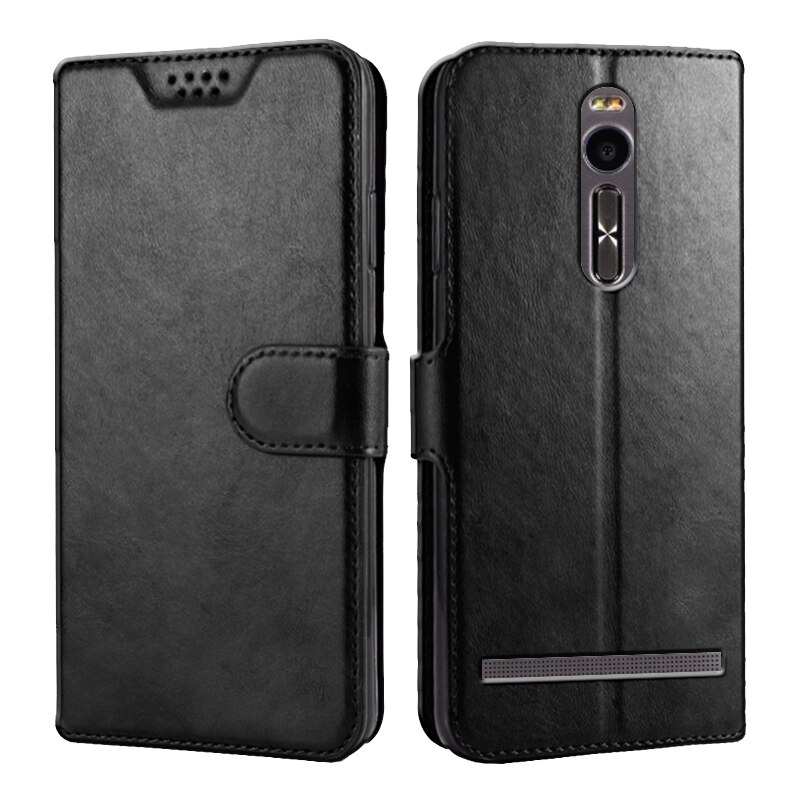 Leather Case for Asus Zenfone 2 ZE551ML ZE550ML Z008D Z00AD Z00ADA Z00ADB Cover Case Wallet Flip Coque Card Slot Soft Coque: Z008D / 5Black