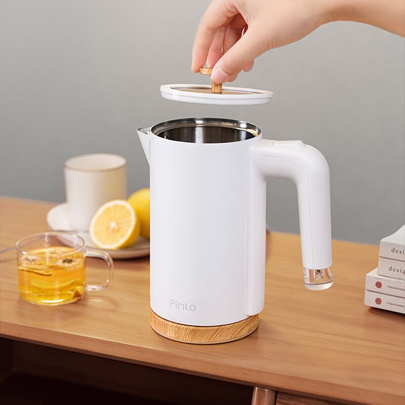 Mini hervidor de agua eléctrico de acero inoxidable 304 para viaje, calentador portátil silencioso de 800W, tetera de agua de 220V, 0.6L de capacidad