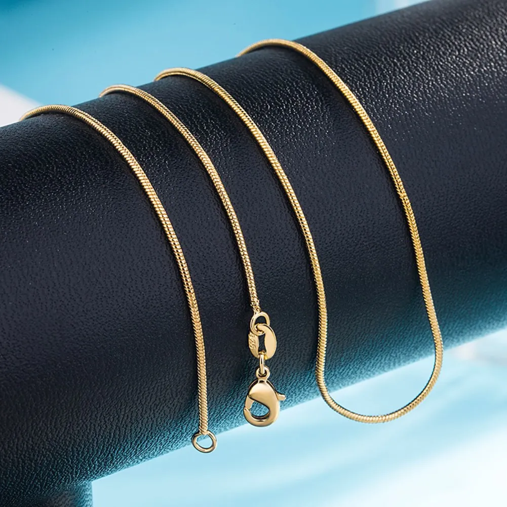 Snake Chain 18K Goud Kleur Kettingen 16/18/20/22/24/26/28/30 Inch Vrouwen Mannen Jewelry