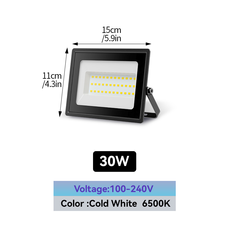 LED Projectielicht IP65 Waterdichte Reflector Spotlight 30W 50W 80W 100W 150W 200W Outdoor tuin Vierkante Straat Wandlamp: Blauw