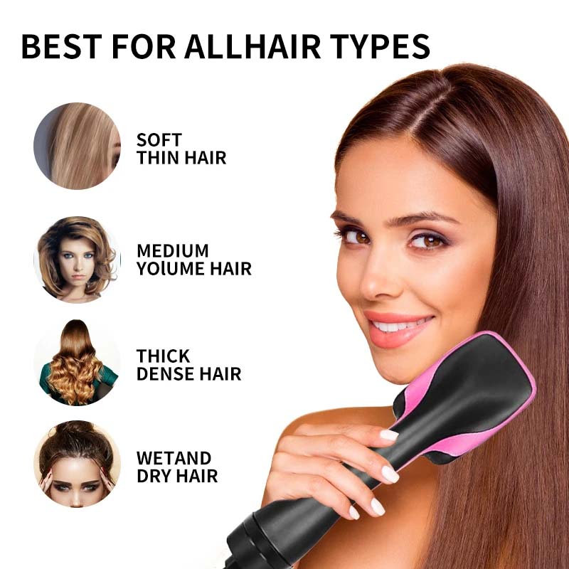 Hårborste enstegs hårtork och luftborste elektrisk snabb uppvärmning hårtork borste plattkam