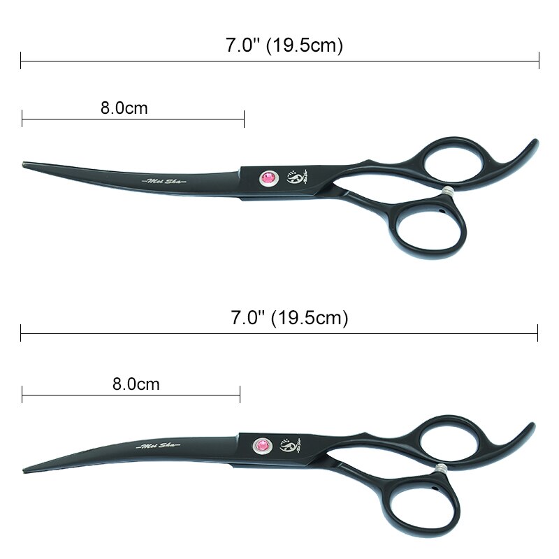 7.0" Japanese Steel Dog Grooming Scissors Curved Cutting Shears 40% Cut Rate Thinning Tesouras Pet Suppliers B0033A