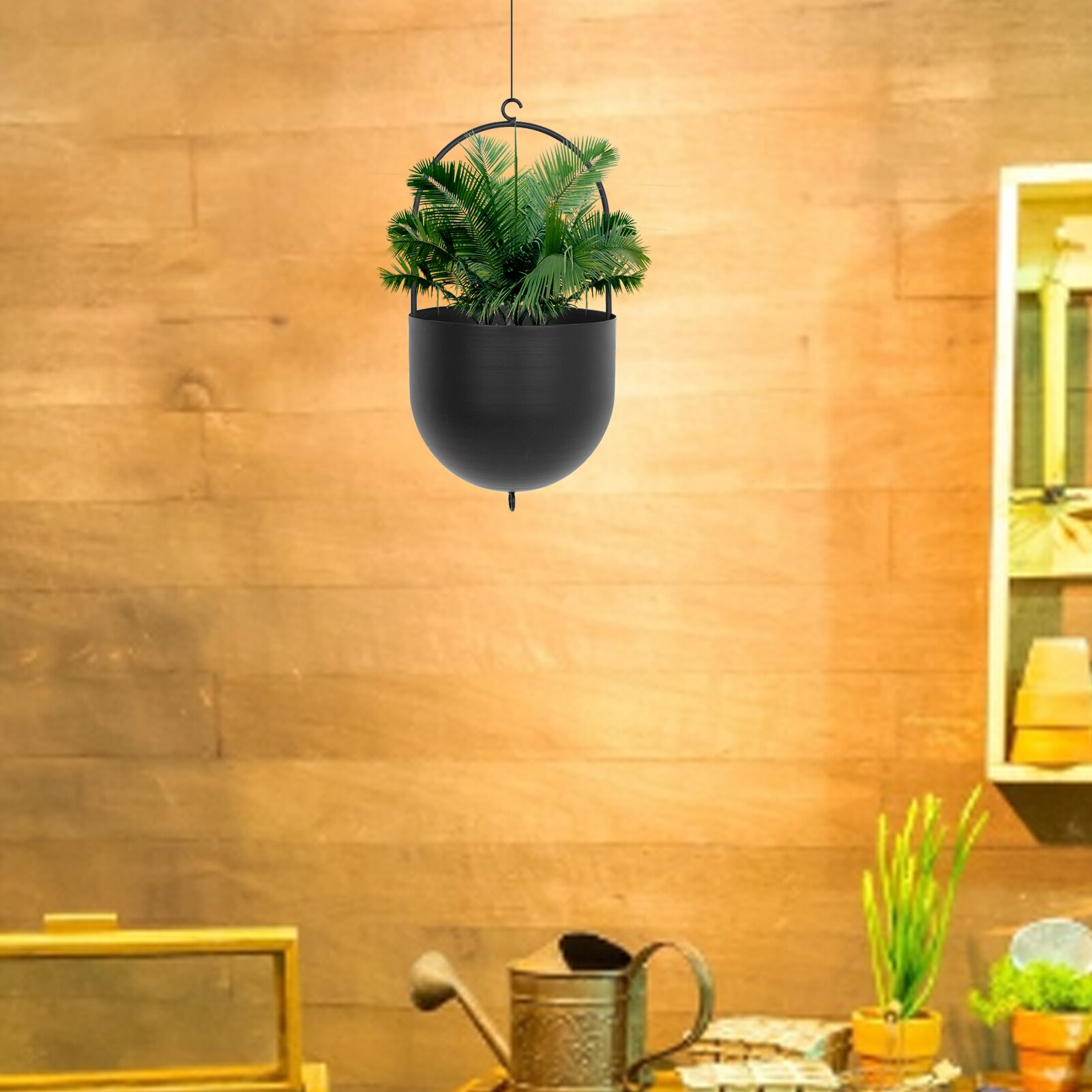 Nordic Wrought Iron Hanging Pot Metal Hanging Flower Pot Round Metal Plant Hanger Hanging Planter Home Garden Balcony Decoration