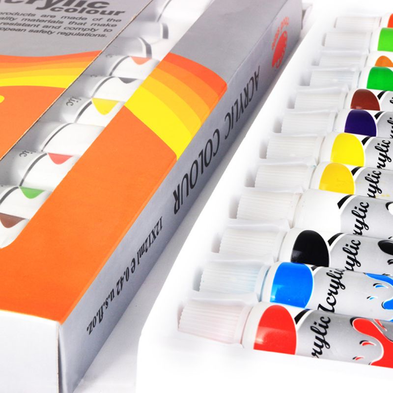 12X12Ml Zware Body Kleuren Rijke Pigmenten Acrylverf Set Voor Schilderen Ambachten R9JB