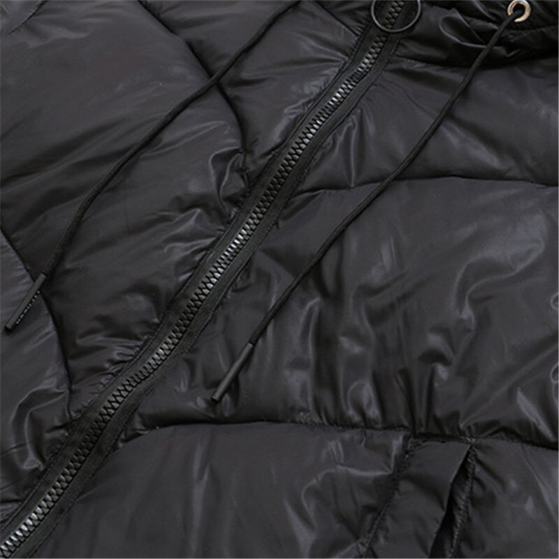 Plus size dames winterjas lange mouw capuchon extra grote maat jas halflang Voeg katoen toe om losse jas dikker te maken voor fatlady