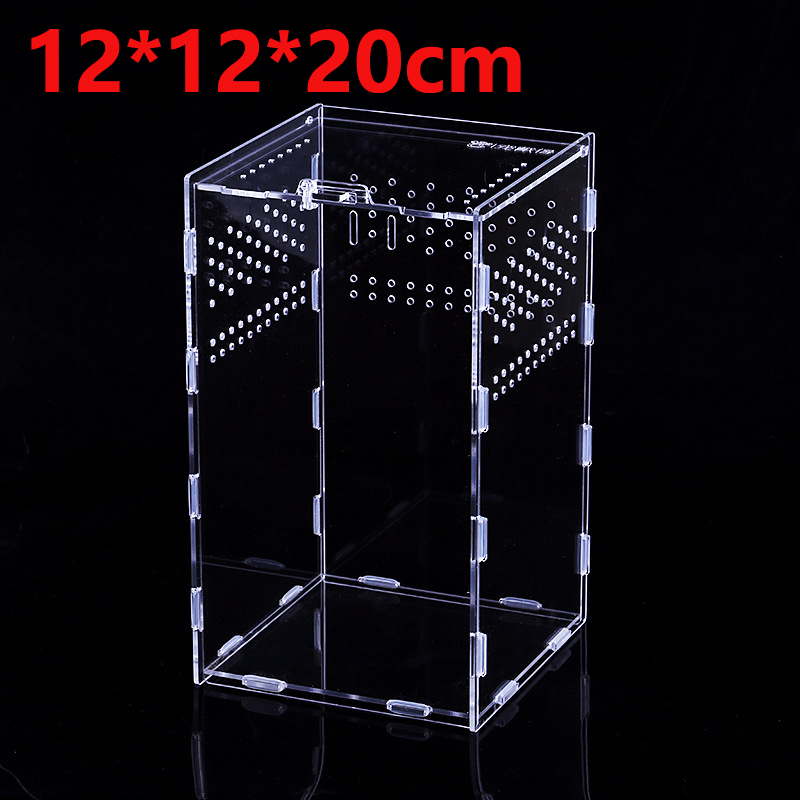 Reptile Breeding Box Acrylic Terrarium Transparent Spider Lizard Scorpion Amphibian Assembled Insect Breathable Terrarium: 12x12x20cm