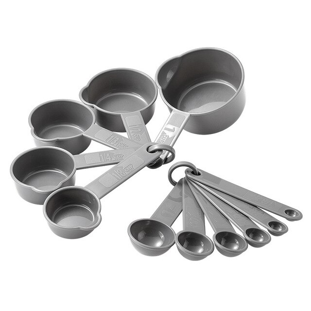 5/6/11Pcs Kitchen Measuring Tools Set Plastic Measuring Spoons Teaspoon Sugar Scoop Cooking Baking Cake Flour Measuring Cups: 11Pcs Gray