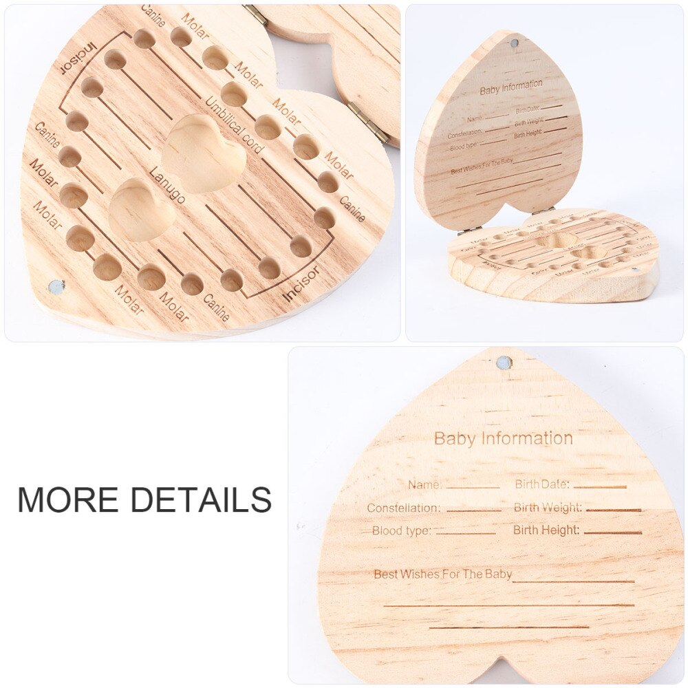 1 Pc Baby Teeth Keepsake Box Tooth Fairy Holder Wooden for Childhood(Sky-blue)