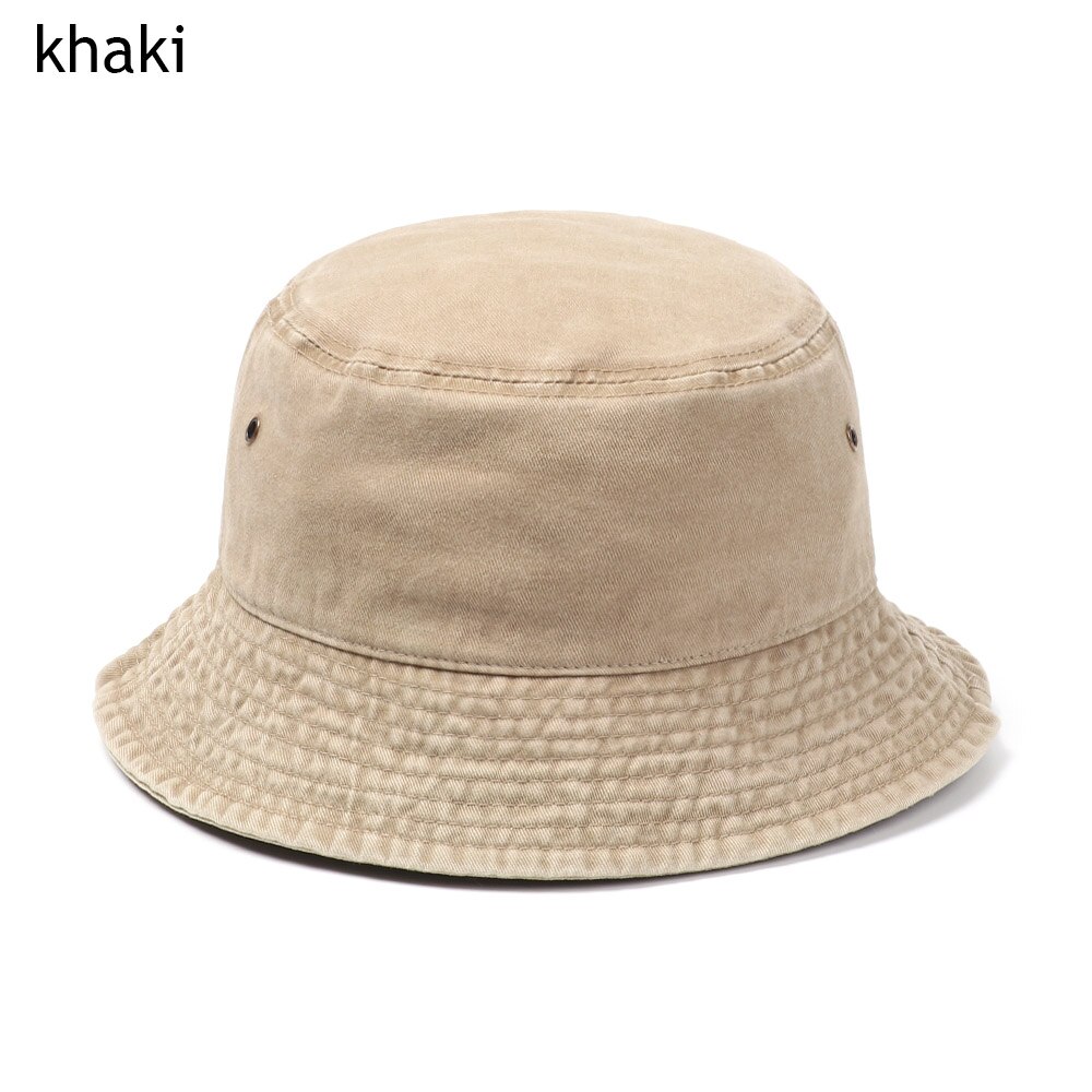 Cappello da pescatore pieghevole in cotone lavato retrò in Denim Unisex cappello da pescatore in cotone Casual estivo protezione solare all&#39;aperto cappello da sole moda cappello da spiaggia: Type1 khaki