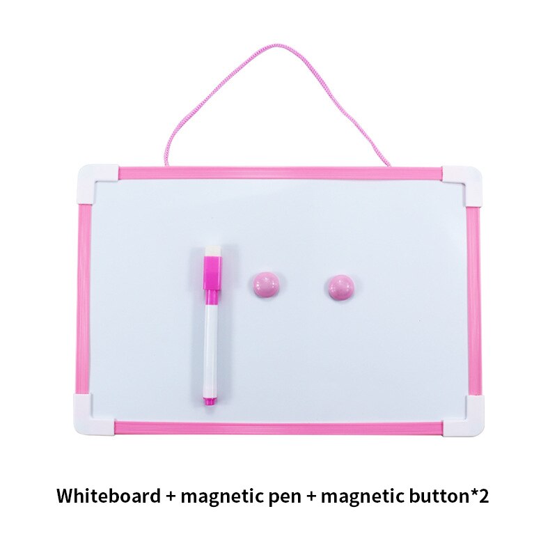 Erasable And Magnetic Kids Whiteboard Dry Wipe Board Double-Sided Message Board Mini Drawing Writing Whiteboard With Pen: pink