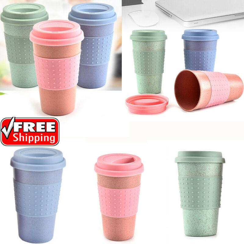 Travel Portable Pink Blue Green Polka Dot Thermal Insulated Tea Coffee Mug Cup Reusable Bamboo Fibre Eco Friendly Travel Mugs