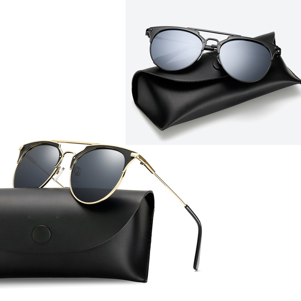 Classic Mirrored Reflective Sunglasses Women Lens Alloy Sunglasses female Eyewear Frame Driver Goggles Car Accessories