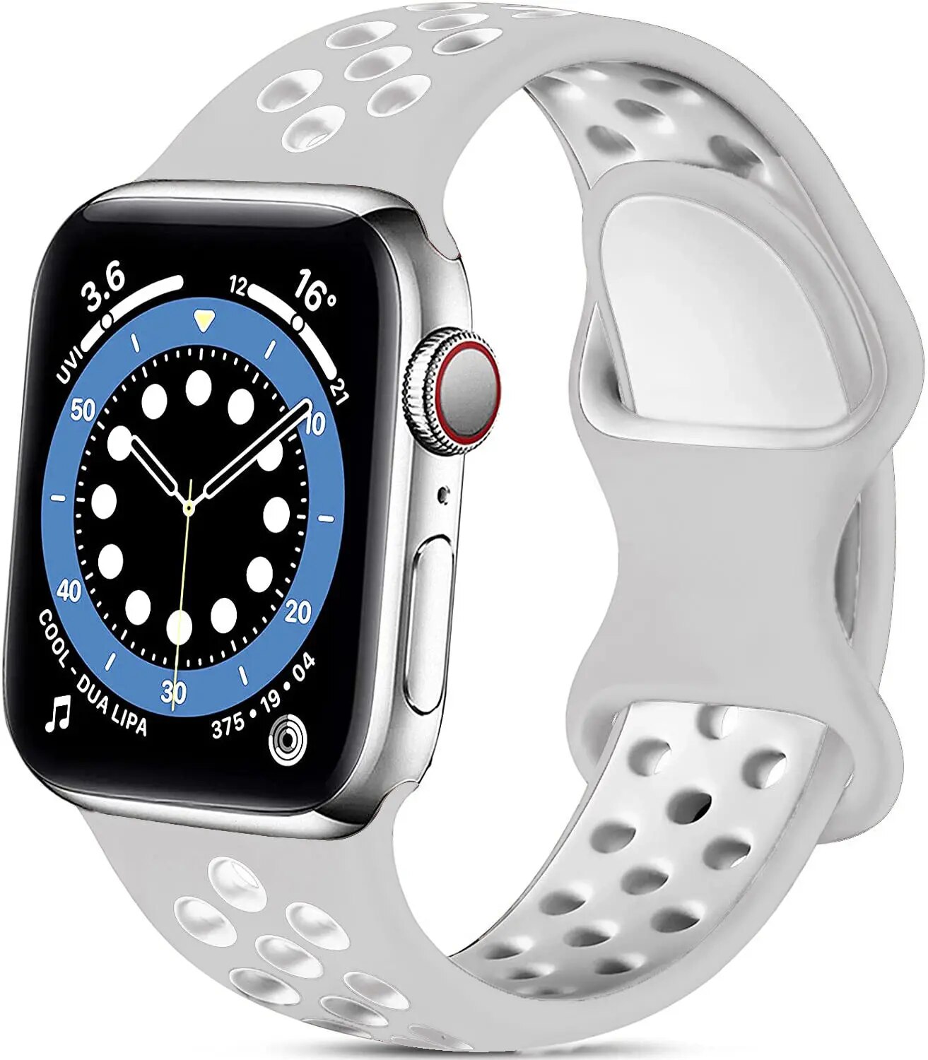 Bracelet de montre en silicone de sport de poignet de remplacement double pour la série Apple IWatch: Grey / Autre