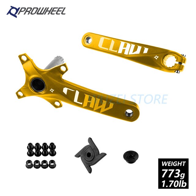 Pedaleira de bicicleta mountain bike proroda 104bcd 170mm, pedaleira de liga de alumínio com parte inferior na bicicleta mtb com bb 1/2x1 0/11 peças de bicicleta de velocidade,: gold without BB