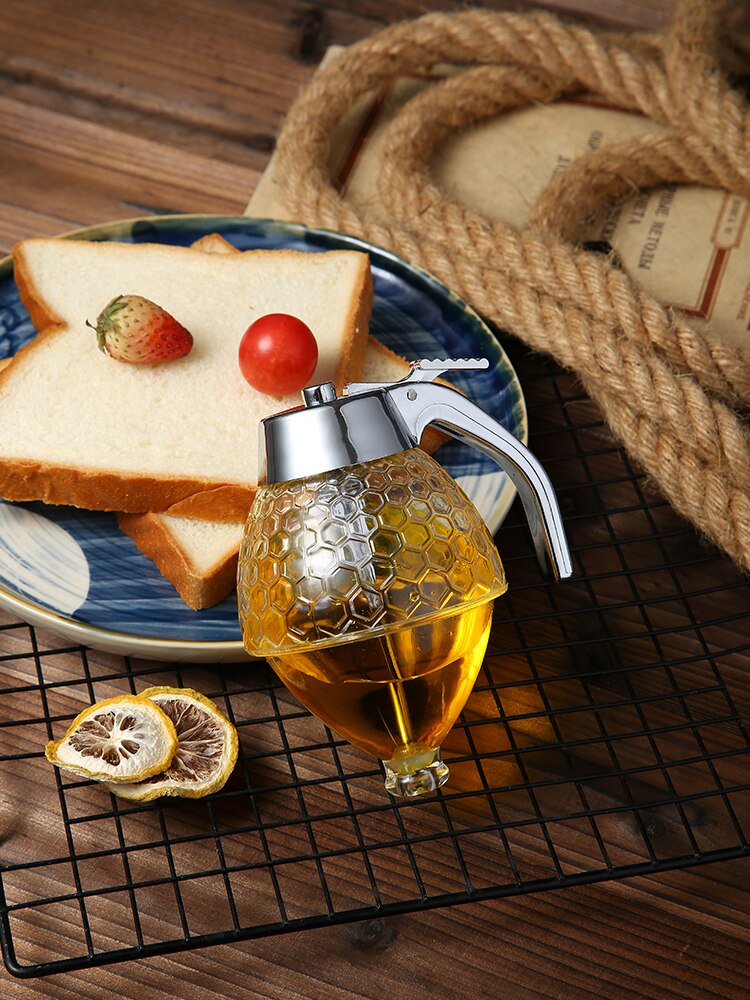 Crystal Honey Dispenser and Warmer Set Honey Jar Container Syrup Cup Dispenser