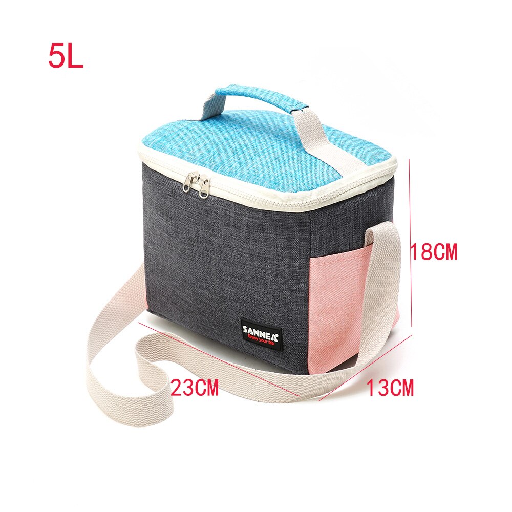 SANNE Lunch Bag Children&#39;s PicnicThermal Carry Food Picnic Cooler Lunch Box Frosted Fabric Portable Multifunction