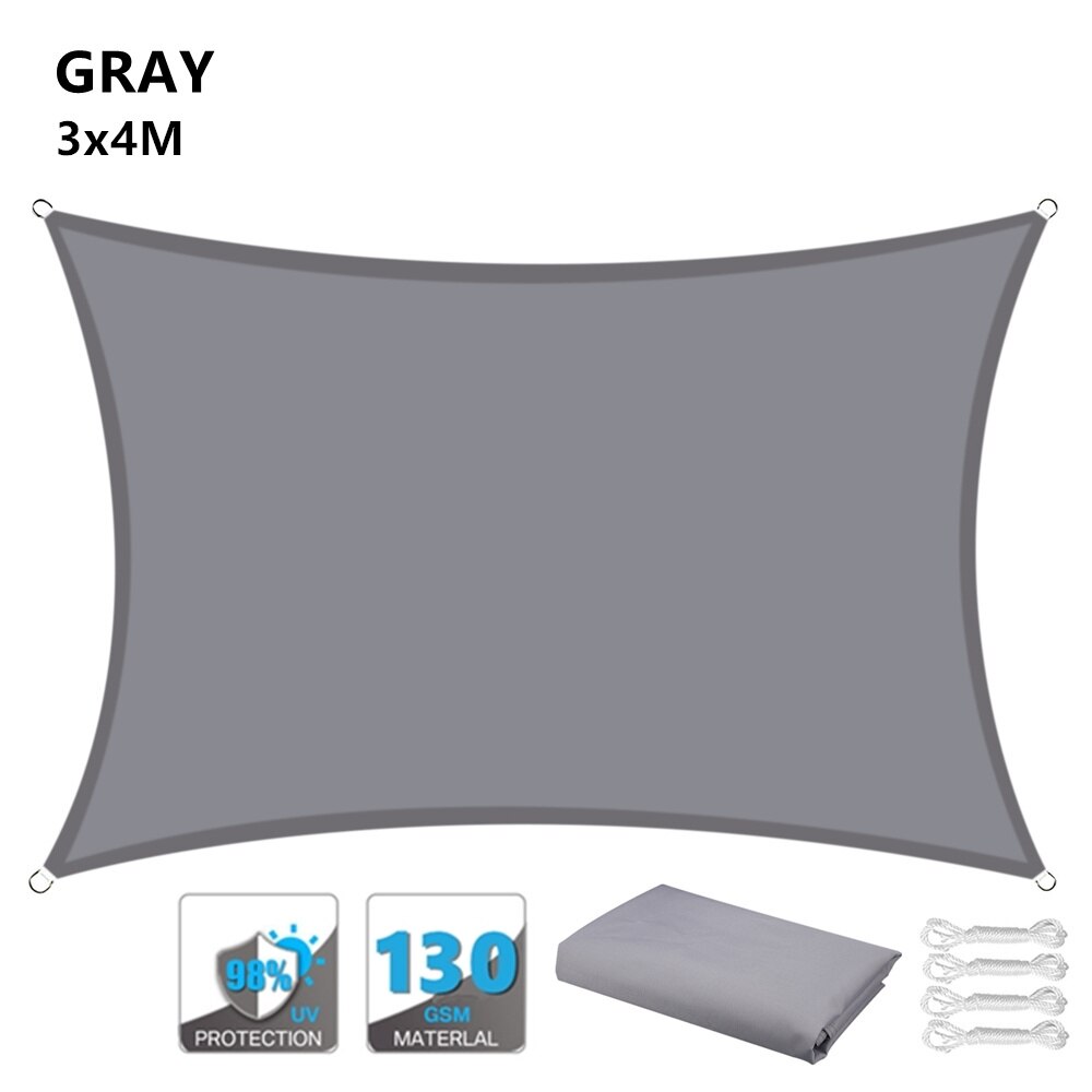 280GSM Grey Awnings Shade Sail Cloth Waterproof Oxford Garden Square/Triangle Sunshade 98%UV protection outdoor Canopy: Rectangle Gray 4x3M